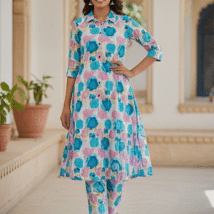 Elegant Floral Print Kurti Set Long Kurti Set for Women