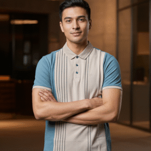 Modern Mint Strips Polo Mens Polo T-Shirt for Men