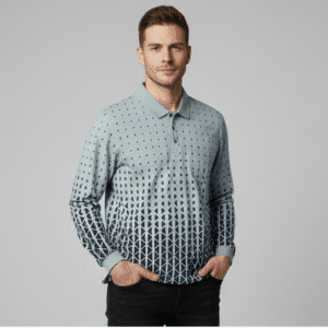 Premium Blue Printed Polo Mens Polo T-Shirt for Men