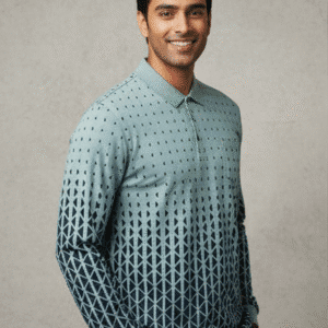 Smart Blue Printed Polo Mens Polo T-Shirt for Men