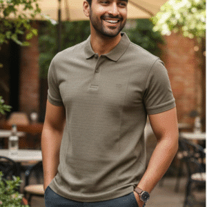 Refined Olive Zigzag Polo Mens Polo T-Shirt for Men