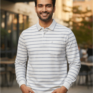 Refined White Strips Polo Mens Polo T-Shirt for Men