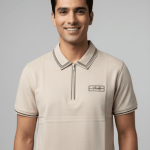 Modern Cream Plain Polo Mens Polo T-Shirt for Men