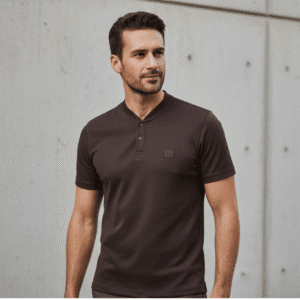 Refined Cofee Plain Band Coller Mens Polo T-Shirt for Men