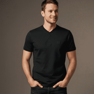 Modern Black Plain Band Coller Mens Polo T-Shirt for Men