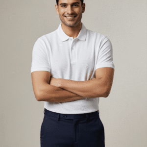 Exclusive White Zigzag Polo Mens Polo T-Shirt for Men