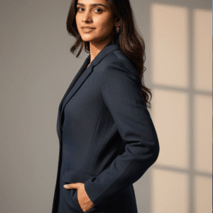 Elegant Navy Blue Casual Blazer for Women