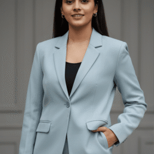 Elegant Light Blue Casual Blazer for Women