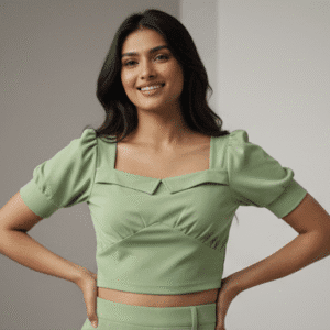Stylish Parrot Green Plain Top for Women