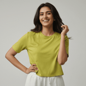 Stylish Parrot Green Plain Top for Women