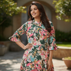 Elegant Floral Print Floral Printed Short Dress for Women