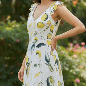 Elegant White Printed Short Dress for Women