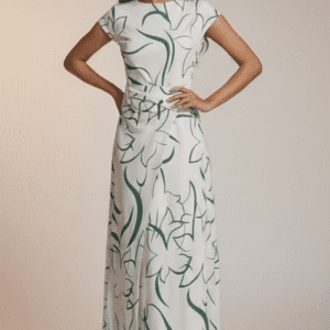 Elegant White Printed Long Dress for Women