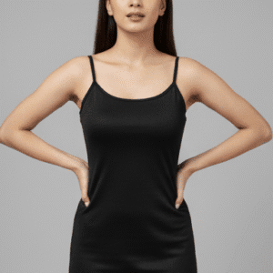 Elegant Black Plain Short Dress for Women