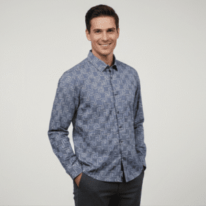 Classic Dark Grey Printed Mens Party Wear Casual Shirt for Men