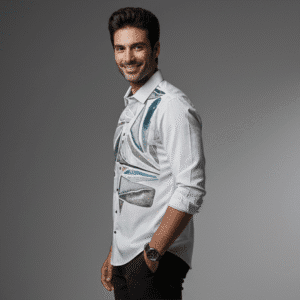 Modern Cream Full Sleeves Printed Mens Party Wear Casual Shirt for Men