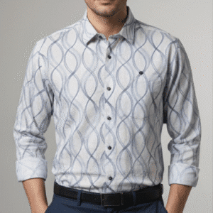 Exclusive Blue Full Sleeves Printed Mens Party Wear Casual Shirt for Men