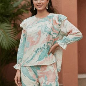 Chic Green Printed Co-Ordset for Women