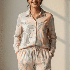 Chic Orange Printed Co-Ordset for Women