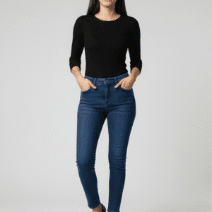 Trendy Dark Blue Skinny Fit Jeans for Women