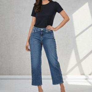 Trendy Light Blue Wide Leg W/Party Wear Jeans. for Women