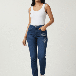 Trendy Blue Wide Leg W/Party Wear Jeans. for Women