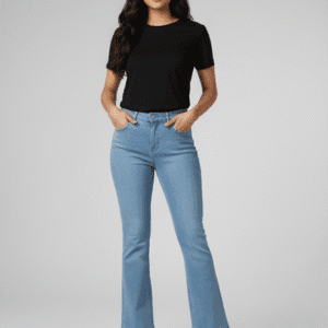 Trendy Light Blue Boot Cut Jeans for Women