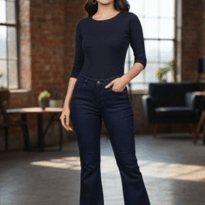 Trendy Navy Blue Boot Cut Jeans for Women