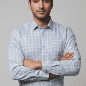 Trendy Sky Blue Printed Mens Formal Pants for Men