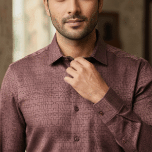 Refined Brown Printed Mens Formal Pants for Men