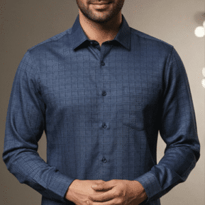 Modern Dark Blue Printed Mens Formal Pants for Men