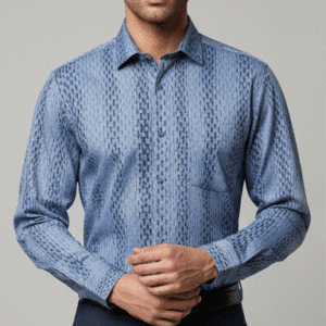 Modern Blue Printed Mens Formal Pants for Men