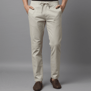 Refined Cream Casual Mens Trouser for Men