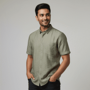 Stylish Green Casual Mens Shirts for Men