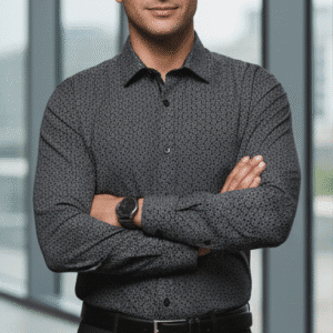 Refined Black Micro Doted Full Sleeves Formal Formal Shirts for Men