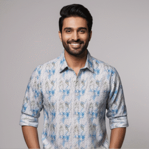 Trendy Blue Printed Half Sleeves Shirt for Men