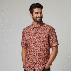 Premium Maroon Printed Half Sleeves Shirt for Men