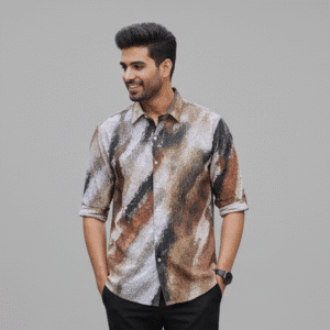 Premium Olive Green Printed Half Sleeves Shirt for Men