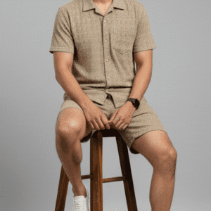 Stylish Beige Printed Mens Cord-Set for Men