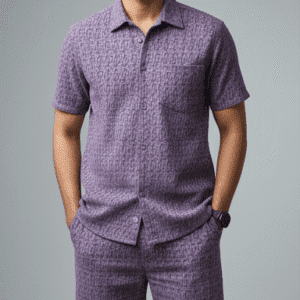 Elegant Purple Printed Mens Cord-Set for Men