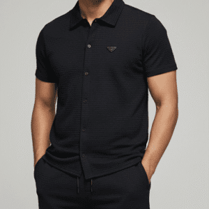 Stylish Black Plain Lining Mens Cord-Set for Men