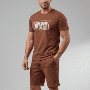 Premium Brown Overlap Print Mens Cord-Set for Men