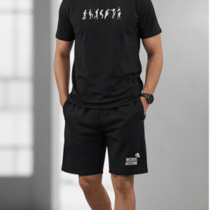 Premium Black Left Side Printe Mens Cord-Set for Men