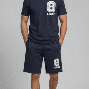 Modern Dark Grey Left Side Printe Mens Cord-Set for Men