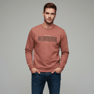 Premium Orange Front Side Print Full Sleeve T-Shirt for Men
