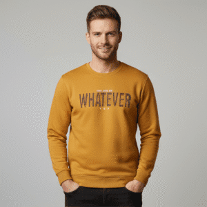 Stylish Yellow Front Side Print Full Sleeve T-Shirt for Men