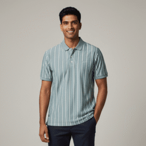 Smart Light Blue Lining Mens Polo Neck T-Shirt for Men