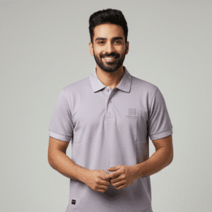 Classic Lavender Plain Mens Polo Neck T-Shirt for Men