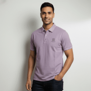 Refined Lavender Plain Mens Polo Neck T-Shirt for Men