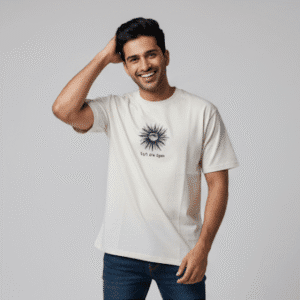 Premium White Back Print Round Neck Half Sleeves for Men